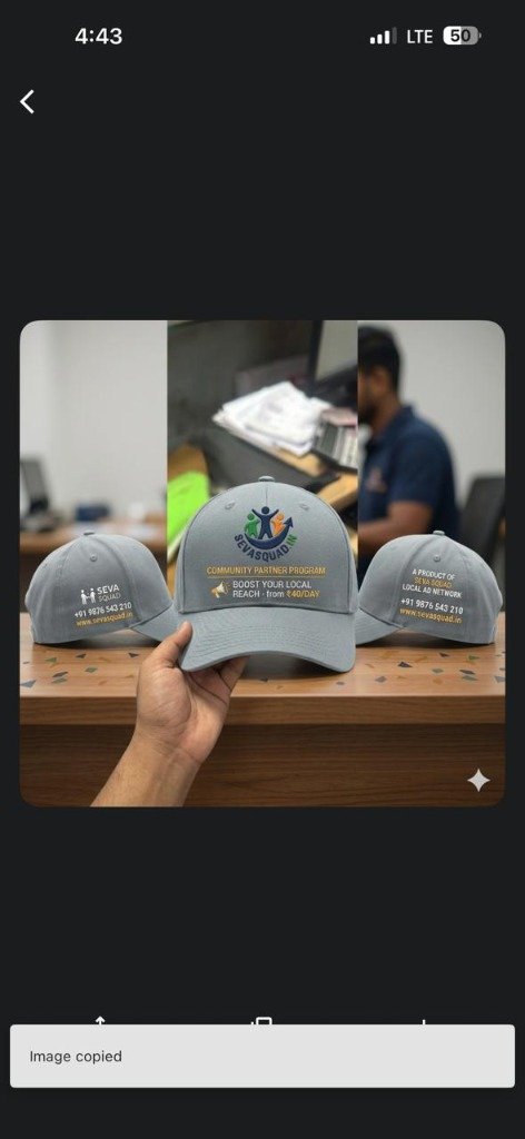 Navy Blue Local Ad Network Cap - SevaSquad Pan-India Local Advertising