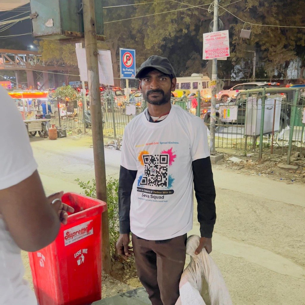Night Shift Worker with QR Code T-Shirt & Cap - SevaSquad Pan-India Local Advertising